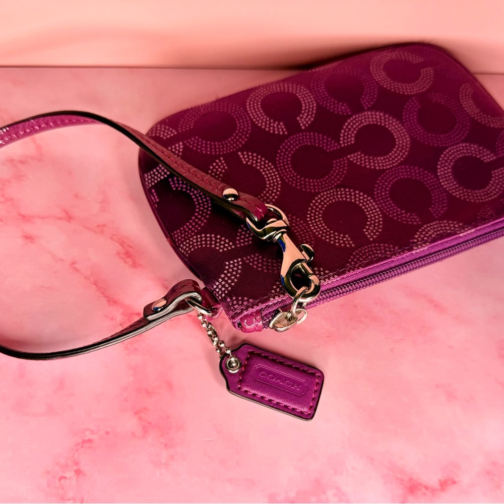 Purple Coach Wristlet with Circle Pattern - Picture 2 of 4